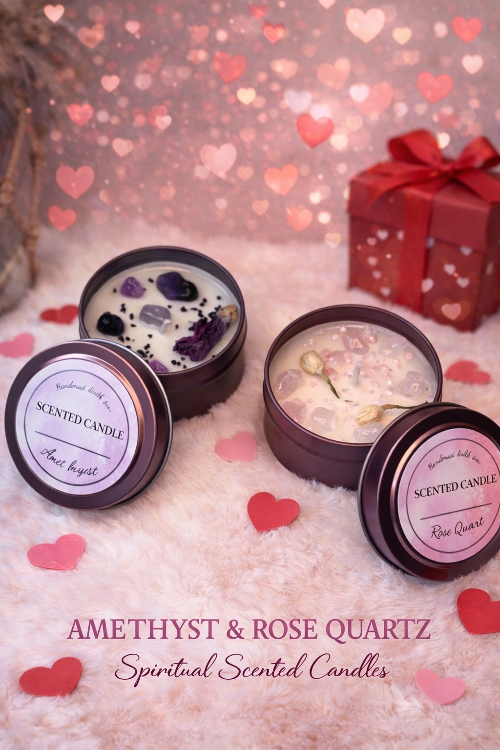 Amethyst & Rose Quartz – Spirituelle Duftkerzen