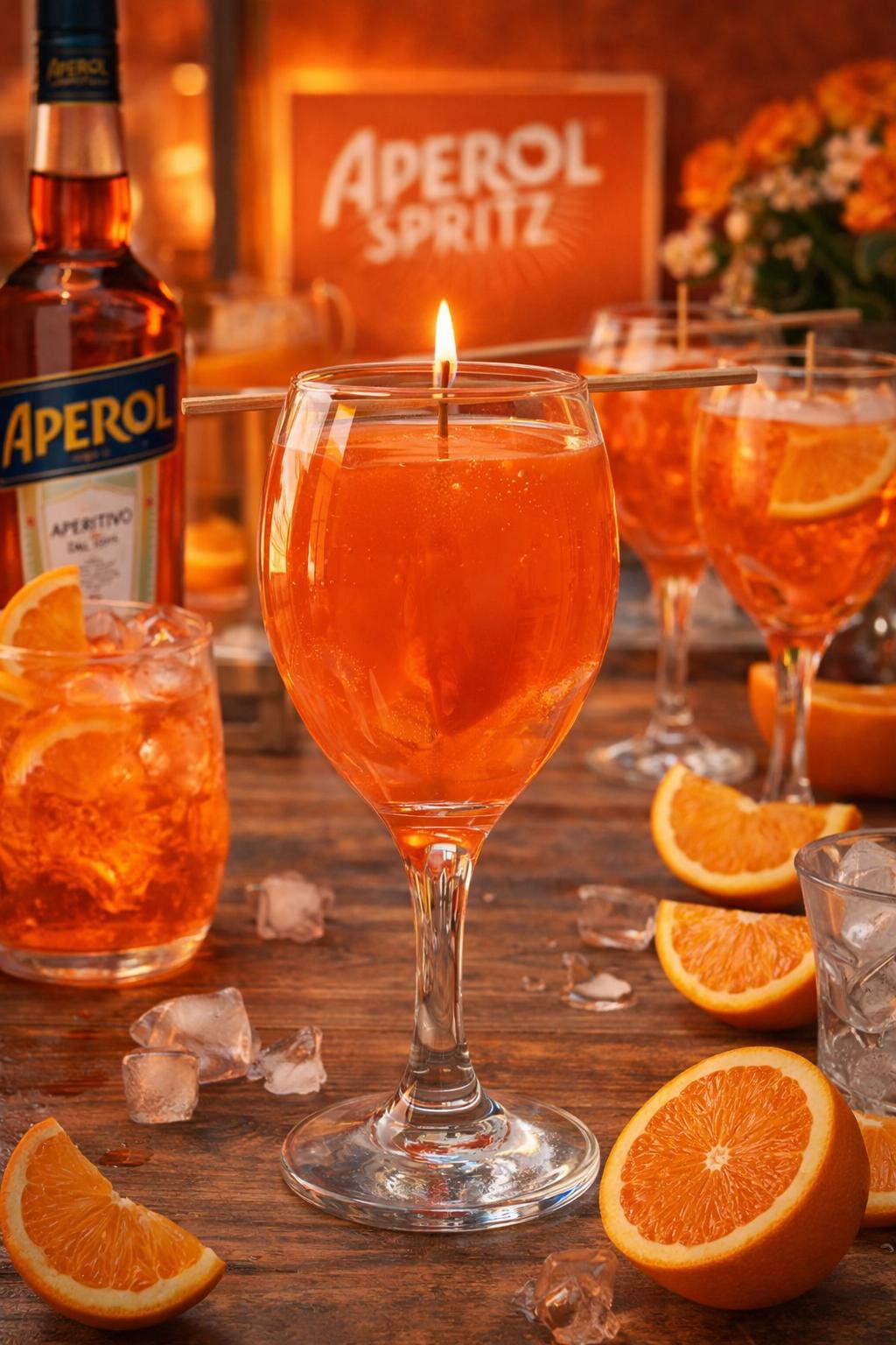 Handgemachte Gelkerze „Aperol Spritz“ – Sommerstimmung für dein Zuhause 🍊✨